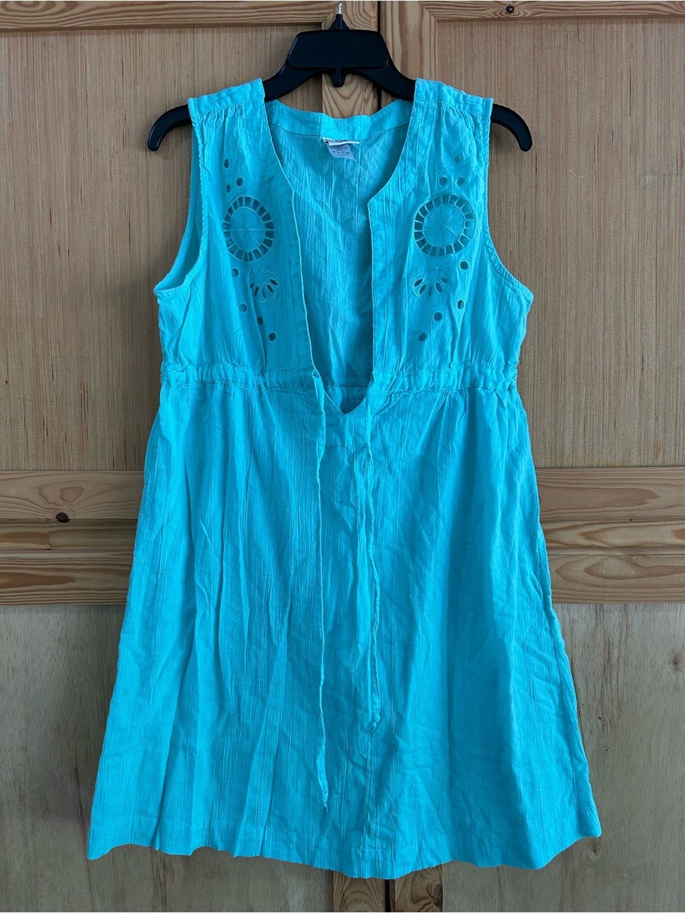 Palisades Beach Club Sleeveless Turquoise Eyelet Swimsuit Coverup Sz L